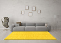 Machine Washable Solid Yellow Modern Rug, wshabs1597yw