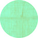 Round Machine Washable Solid Turquoise Modern Area Rugs, wshabs1598turq