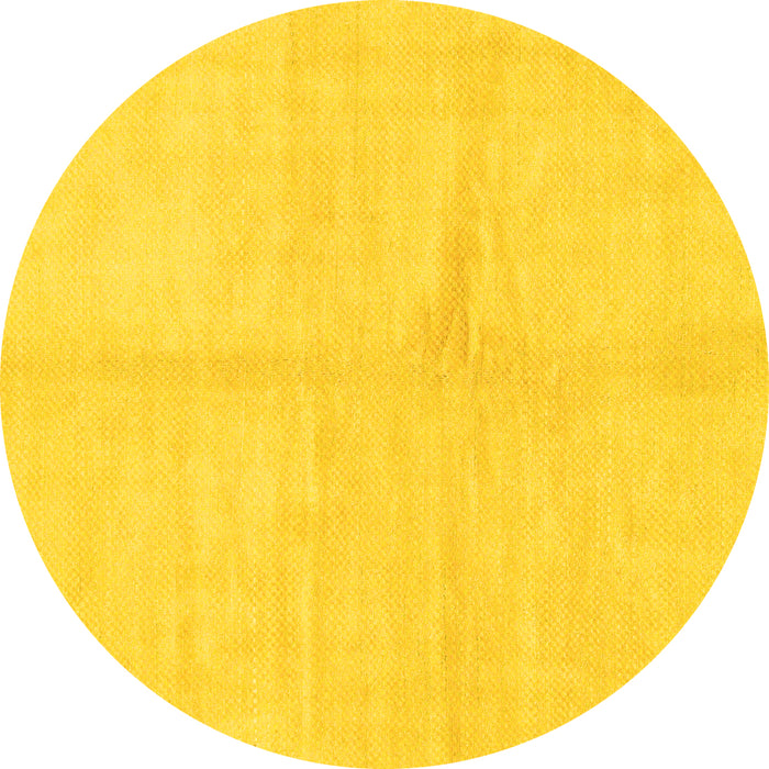 Round Solid Yellow Modern Rug, abs1598yw