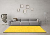 Machine Washable Solid Yellow Modern Rug, wshabs1598yw