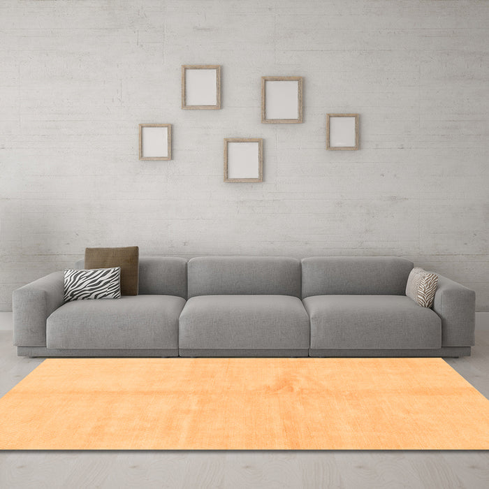 Machine Washable Solid Orange Modern Area Rugs in a Living Room, wshabs1598org