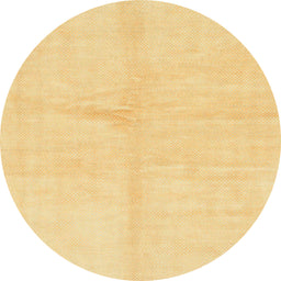 Round Abstract Chrome Gold Yellow Solid Rug, abs1598