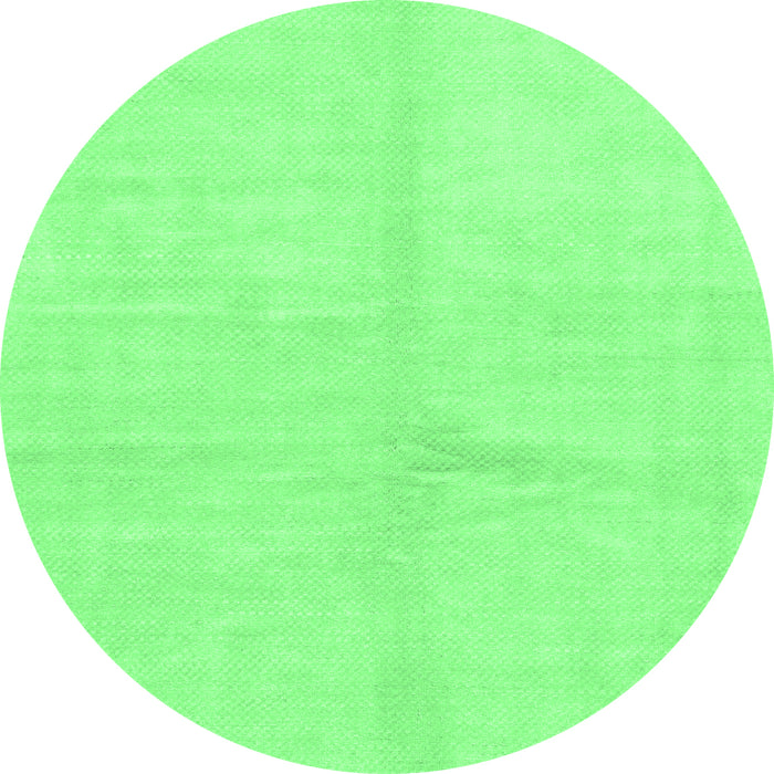 Round Machine Washable Solid Emerald Green Modern Area Rugs, wshabs1598emgrn