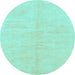 Round Machine Washable Solid Light Blue Modern Rug, wshabs1599lblu