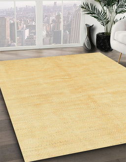 Abstract Mustard Yellow Solid Rug in Family Room, abs1599