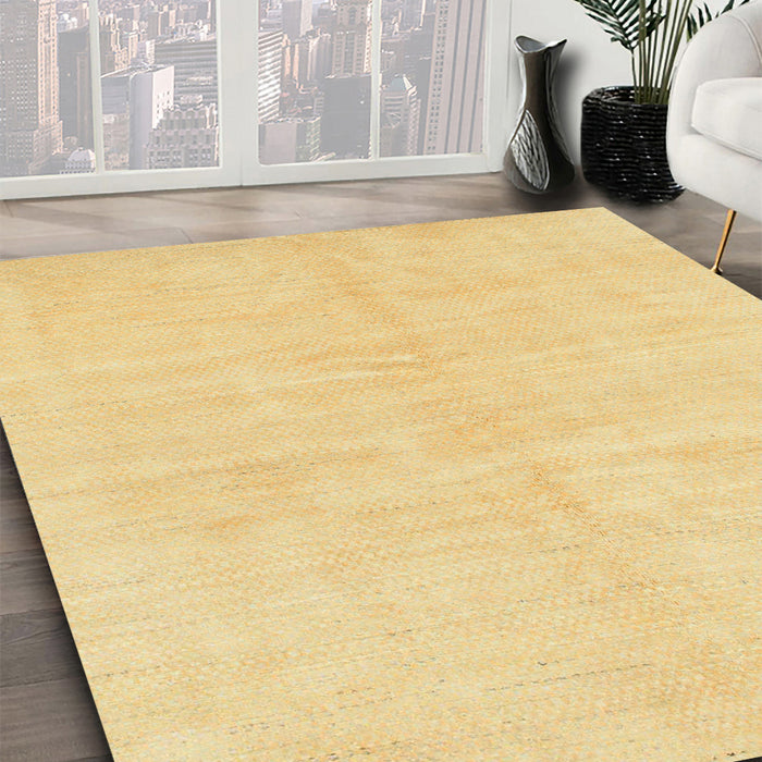 Machine Washable Abstract Mustard Yellow Rug in a Family Room, wshabs1599