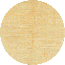 Round Abstract Mustard Yellow Solid Rug, abs1599