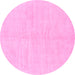 Round Machine Washable Solid Pink Modern Rug, wshabs1599pnk