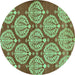 Round Machine Washable Abstract Turquoise Modern Area Rugs, wshabs159turq