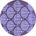 Round Machine Washable Abstract Blue Modern Rug, wshabs159blu