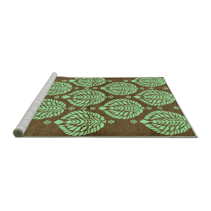 Sideview of Machine Washable Abstract Turquoise Modern Area Rugs, wshabs159turq