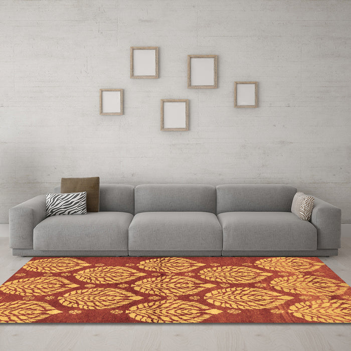 Machine Washable Abstract Brown Modern Rug in a Living Room,, wshabs159brn