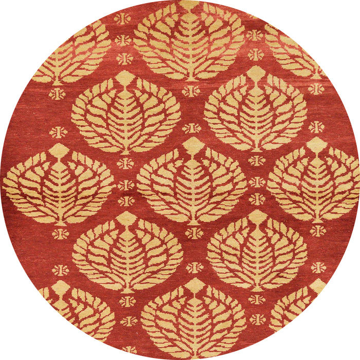 Round Machine Washable Abstract Dark Orange Rug, wshabs159