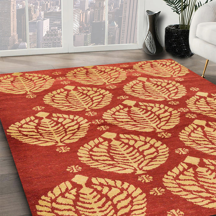 Machine Washable Abstract Dark Orange Rug in a Family Room, wshabs159