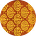 Round Machine Washable Abstract Yellow Modern Rug, wshabs159yw