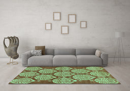Machine Washable Abstract Turquoise Modern Area Rugs in a Living Room,, wshabs159turq