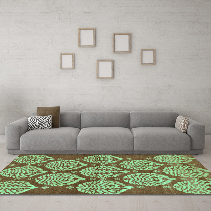Machine Washable Abstract Turquoise Modern Area Rugs in a Living Room,, wshabs159turq