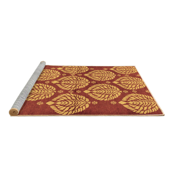 Sideview of Machine Washable Abstract Brown Modern Rug, wshabs159brn