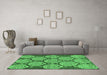 Machine Washable Abstract Emerald Green Modern Area Rugs in a Living Room,, wshabs159emgrn