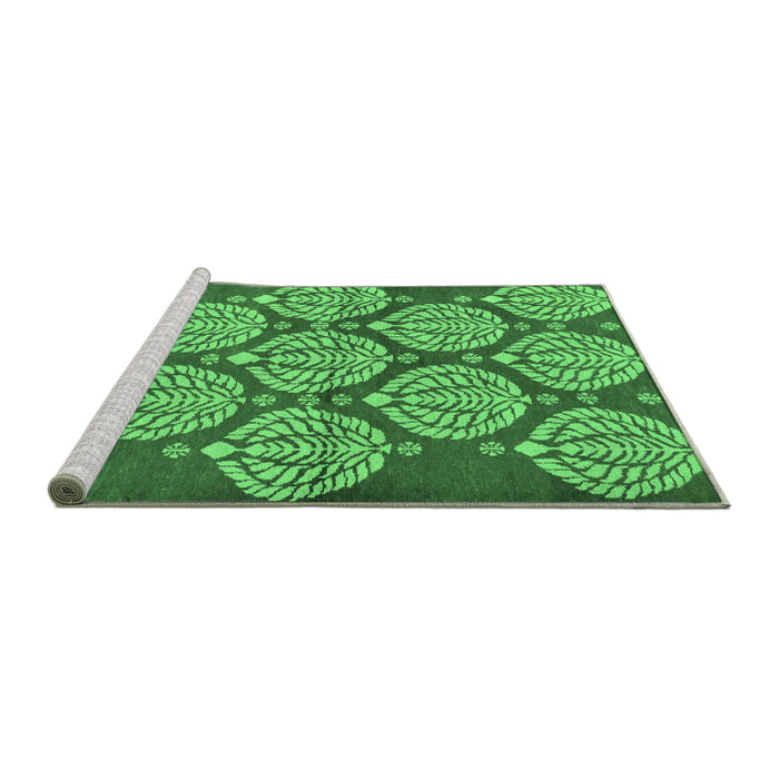 Sideview of Machine Washable Abstract Emerald Green Modern Area Rugs, wshabs159emgrn
