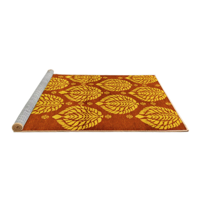 Sideview of Machine Washable Abstract Yellow Modern Rug, wshabs159yw
