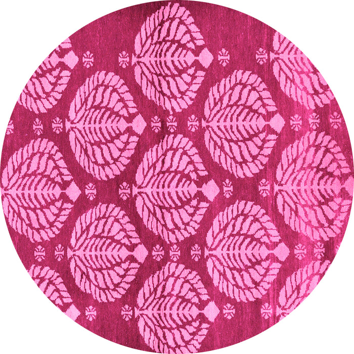 Round Abstract Pink Modern Rug, abs159pnk