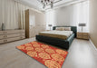 Abstract Dark Orange Modern Rug in a Bedroom, abs159