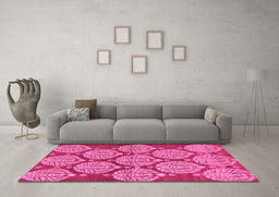 Machine Washable Abstract Pink Modern Rug in a Living Room, wshabs159pnk