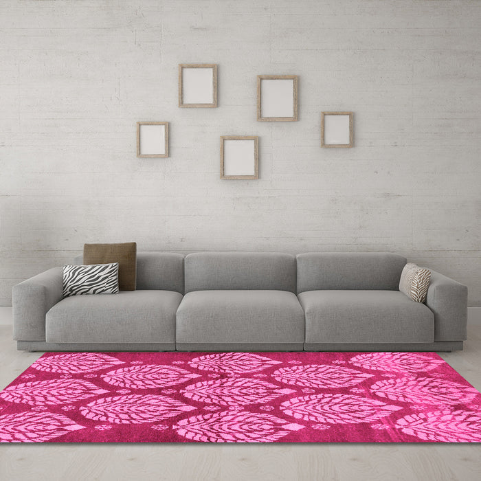 Machine Washable Abstract Pink Modern Rug in a Living Room, wshabs159pnk