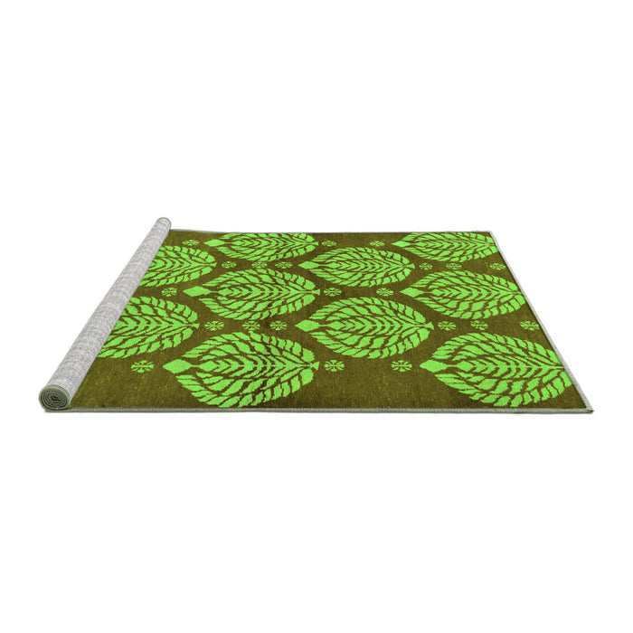 Sideview of Machine Washable Abstract Green Modern Area Rugs, wshabs159grn