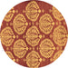 Round Machine Washable Abstract Brown Modern Rug, wshabs159brn