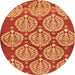 Round Abstract Dark Orange Modern Rug, abs159