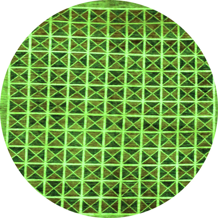 Round Machine Washable Oriental Green Modern Area Rugs, wshabs15grn
