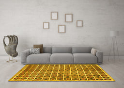 Machine Washable Oriental Yellow Modern Rug in a Living Room, wshabs15yw