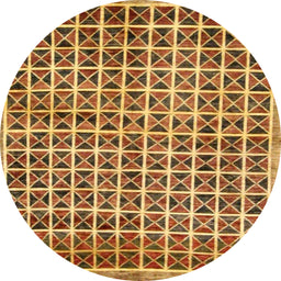 Round Abstract Yellow Oriental Rug, abs15