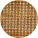 Round Abstract Yellow Oriental Rug, abs15