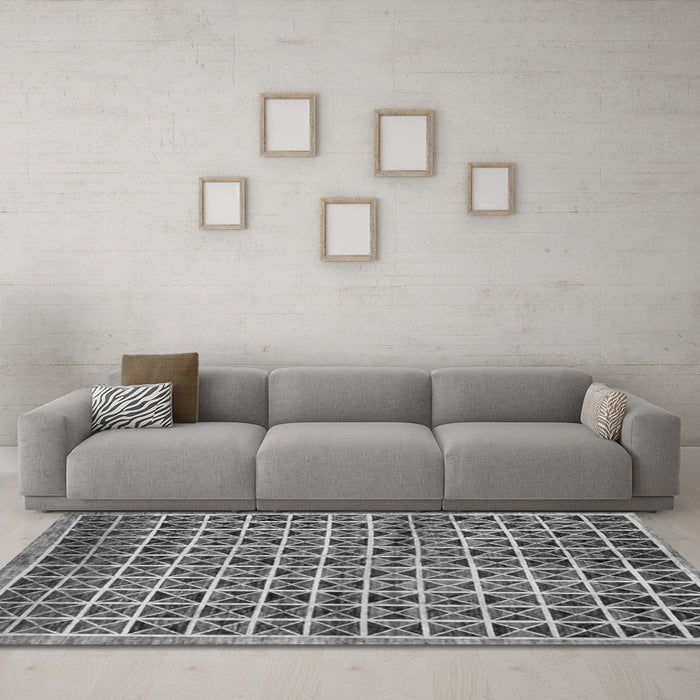 Machine Washable Oriental Gray Modern Rug in a Living Room,, wshabs15gry