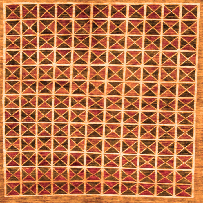 Square Machine Washable Oriental Orange Modern Area Rugs, wshabs15org