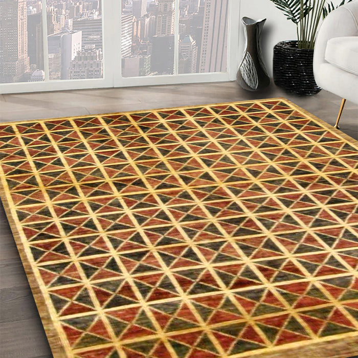Abstract Yellow Oriental Rug in Family Room, abs15
