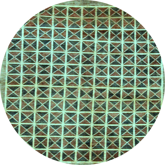 Round Machine Washable Oriental Light Blue Modern Rug, wshabs15lblu