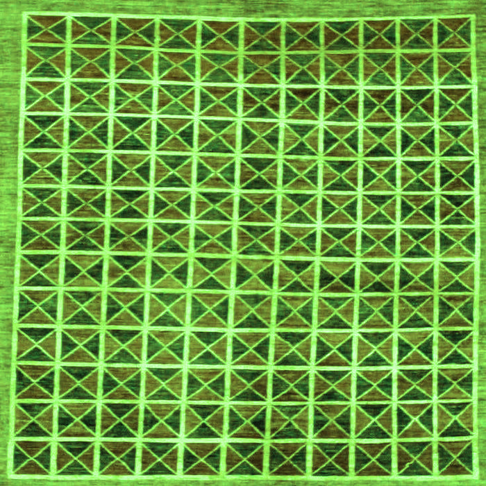Square Machine Washable Oriental Green Modern Area Rugs, wshabs15grn