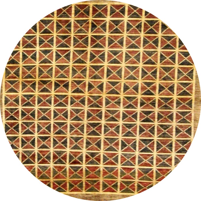 Round Machine Washable Abstract Yellow Rug, wshabs15