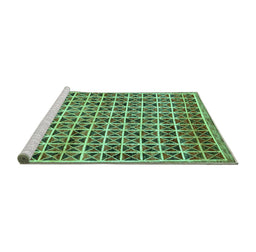 Sideview of Machine Washable Oriental Turquoise Modern Area Rugs, wshabs15turq