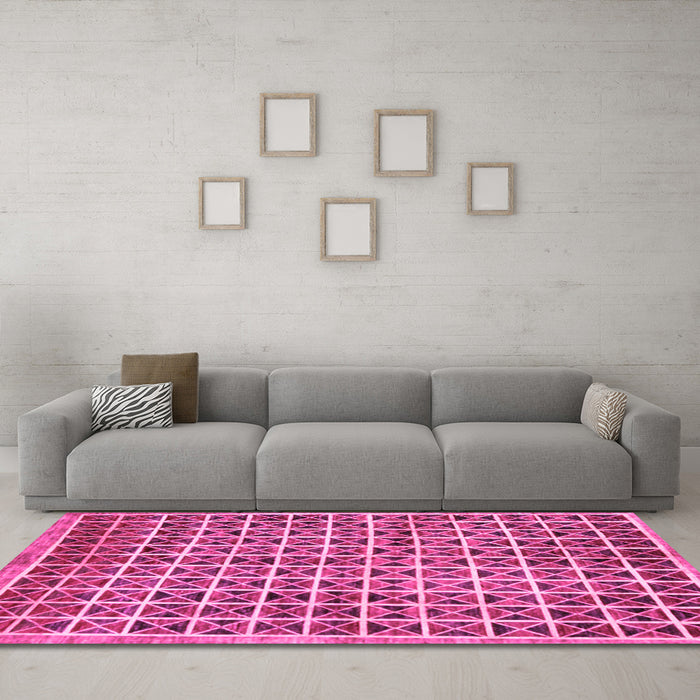 Machine Washable Oriental Pink Modern Rug in a Living Room, wshabs15pnk