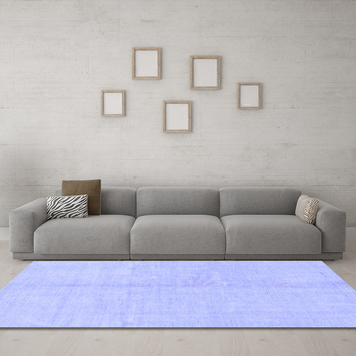 Machine Washable Solid Blue Modern Rug in a Living Room, wshabs1600blu
