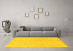 Machine Washable Solid Yellow Modern Rug in a Living Room, wshabs1600yw
