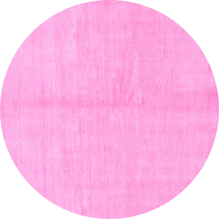 Round Machine Washable Solid Pink Modern Rug, wshabs1600pnk