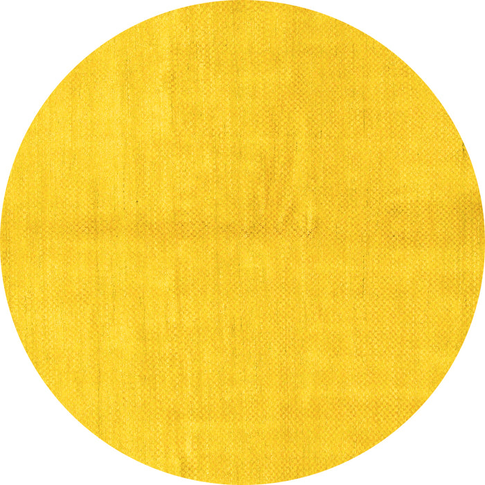 Round Machine Washable Solid Yellow Modern Rug, wshabs1600yw
