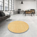 Round Machine Washable Abstract Chrome Gold Yellow Rug in a Office, wshabs1601
