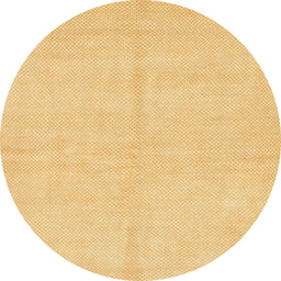 Round Abstract Chrome Gold Yellow Solid Rug, abs1601